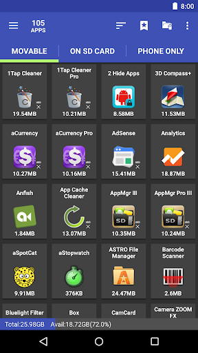 Screenshot: دانلود AppMgr Pro 5.65 برنامه انتقال برنامه ها به کارت حافظه برای اندروید