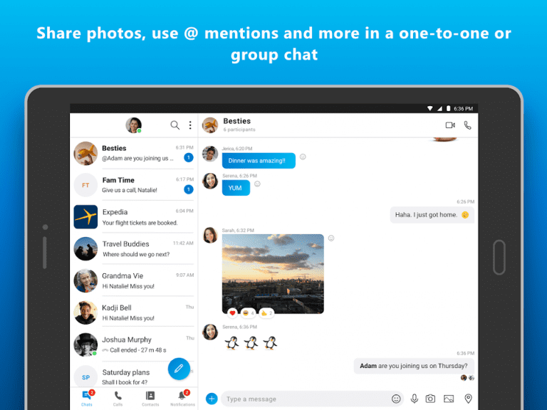 Screenshot: دانلود اسکایپ 8.150.76.125 Skype برای اندروید + آیفون